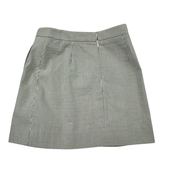 J CREW 6 Preppy Skirt Stripe Seersucker Pleated Button Front Pocket Nautical - Picture 2 of 16